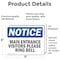 Signmission Main Entrance Visitors Please Ring Bell OSHA Notice Sign, Vinyl Decal, 7in W x 5in L, 2PK OS-2PACK-NS-D-57-L-14085 - alternate 3